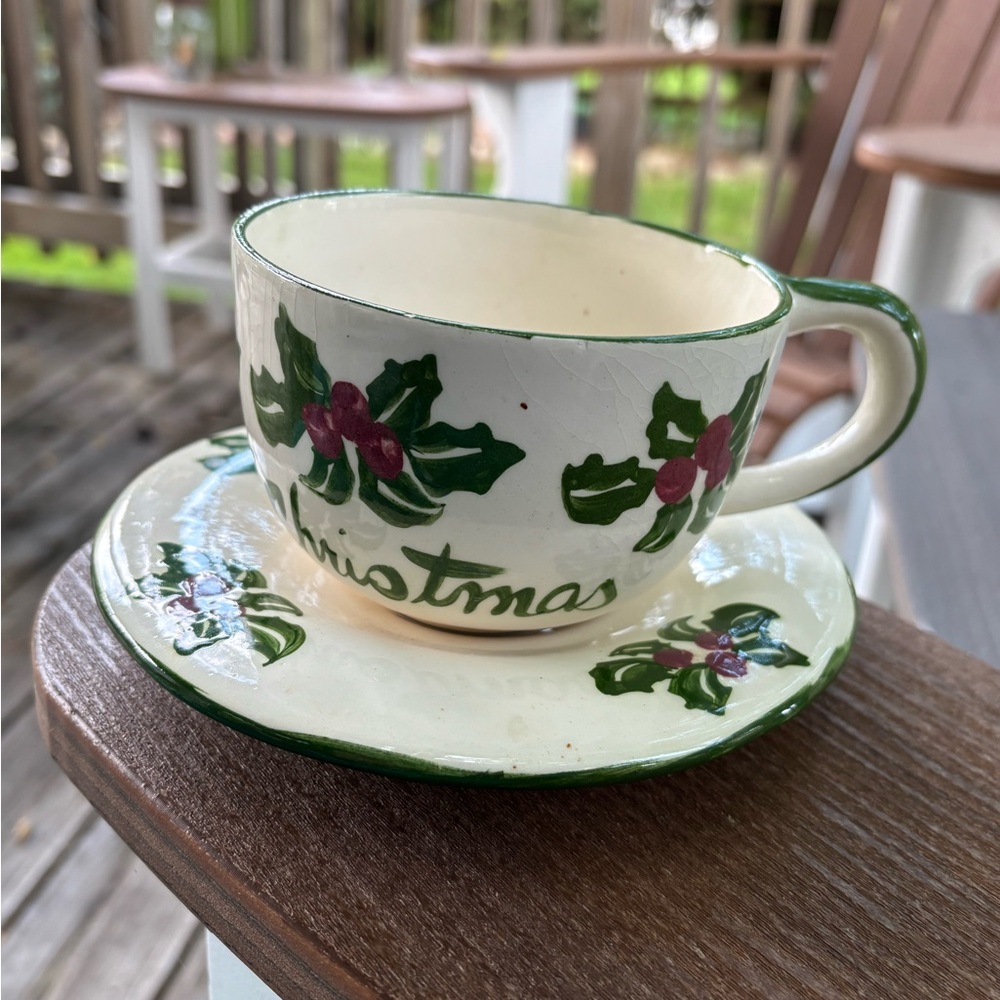 Merry Christmas 10oz Coffee, Tea, Hot Chocolate Cup and Saucer